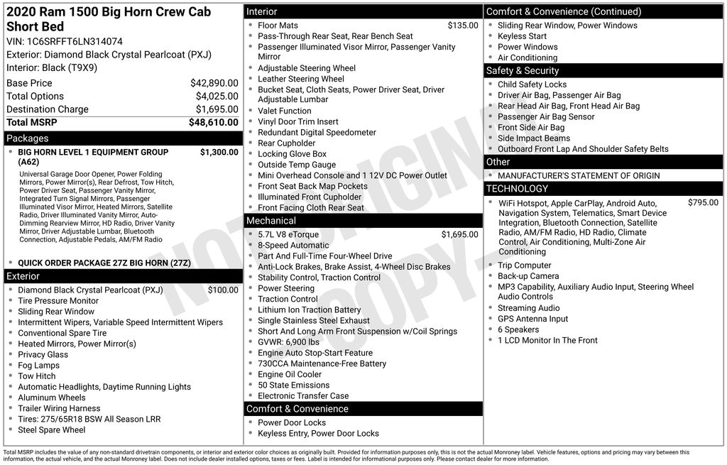 ram ram 1500 pickup 2020 1C6SRFFT6LN314074 image ram ram 1500 pickup 2020 1C6SRFFT6LN314074 image